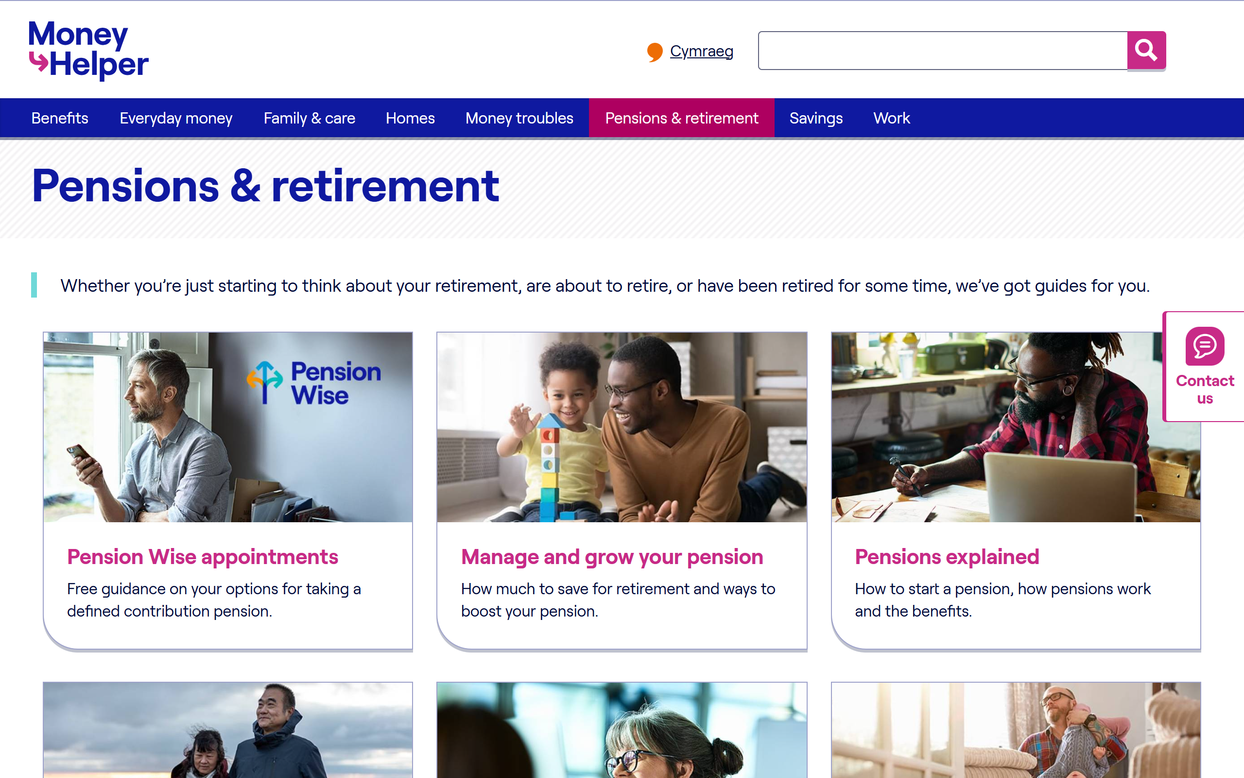 pensions and retirement - www.moneyhelper.org.uk