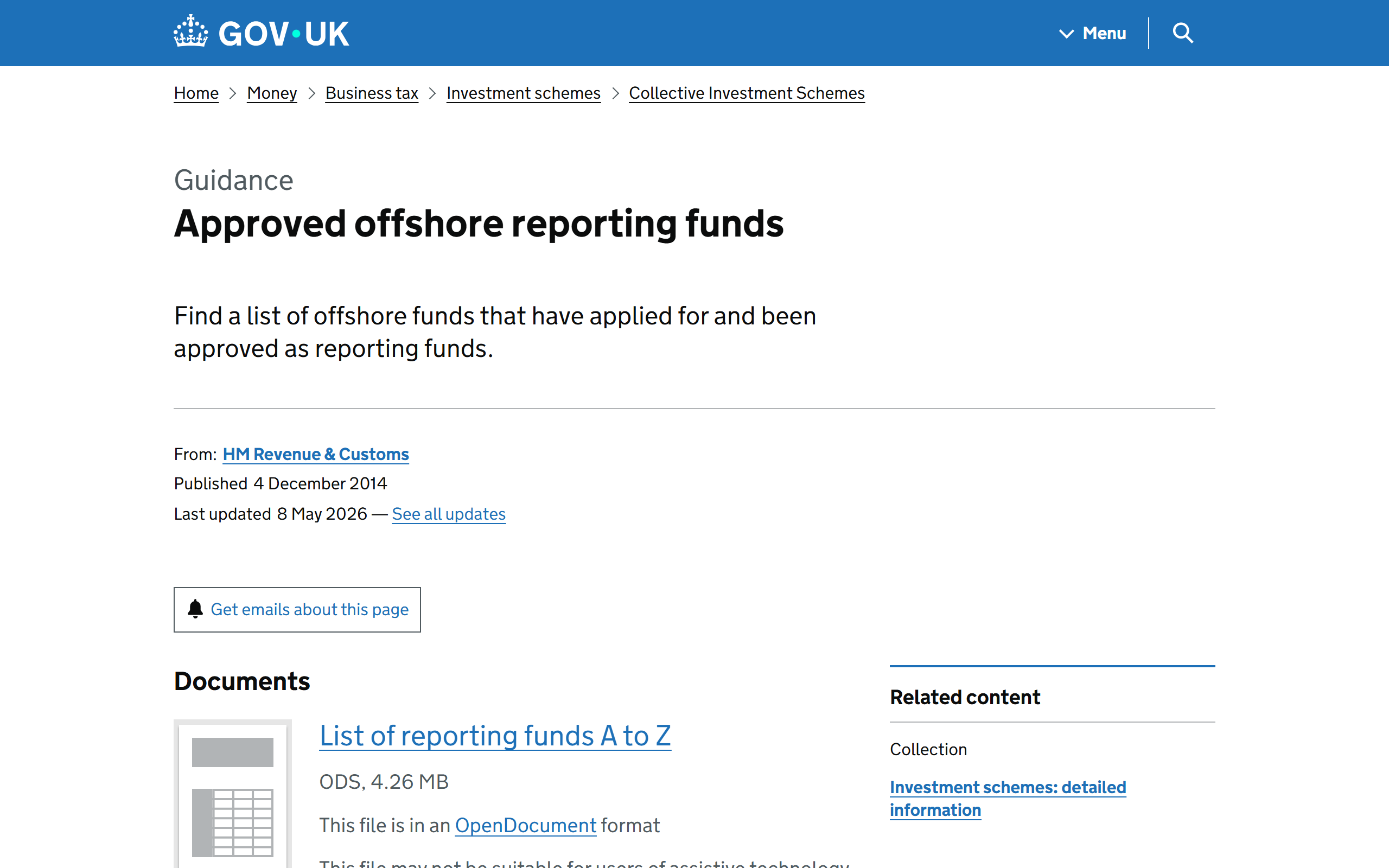 offshore funds list of reporting funds - www.gov.uk