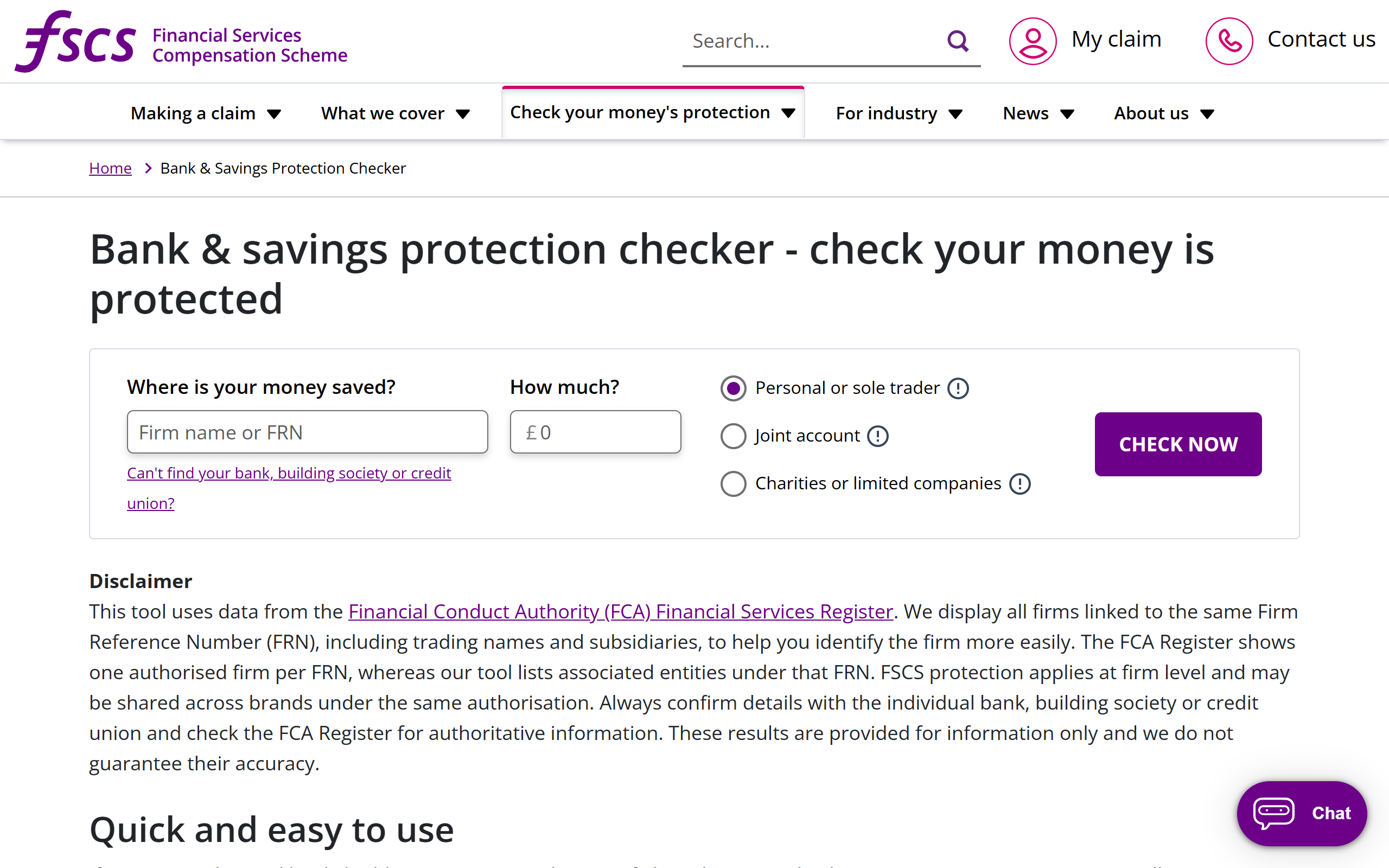 check your money is protected - www.fscs.org.uk
