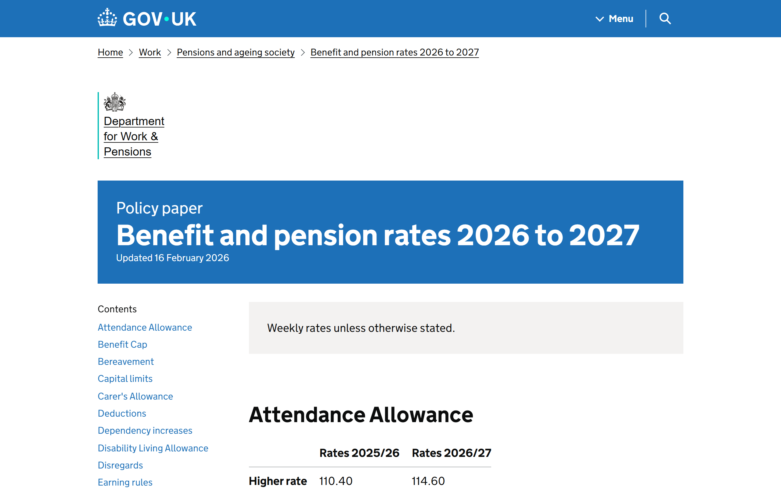 proposed benefit and pension rates 2026 to 2027 - www.gov.uk