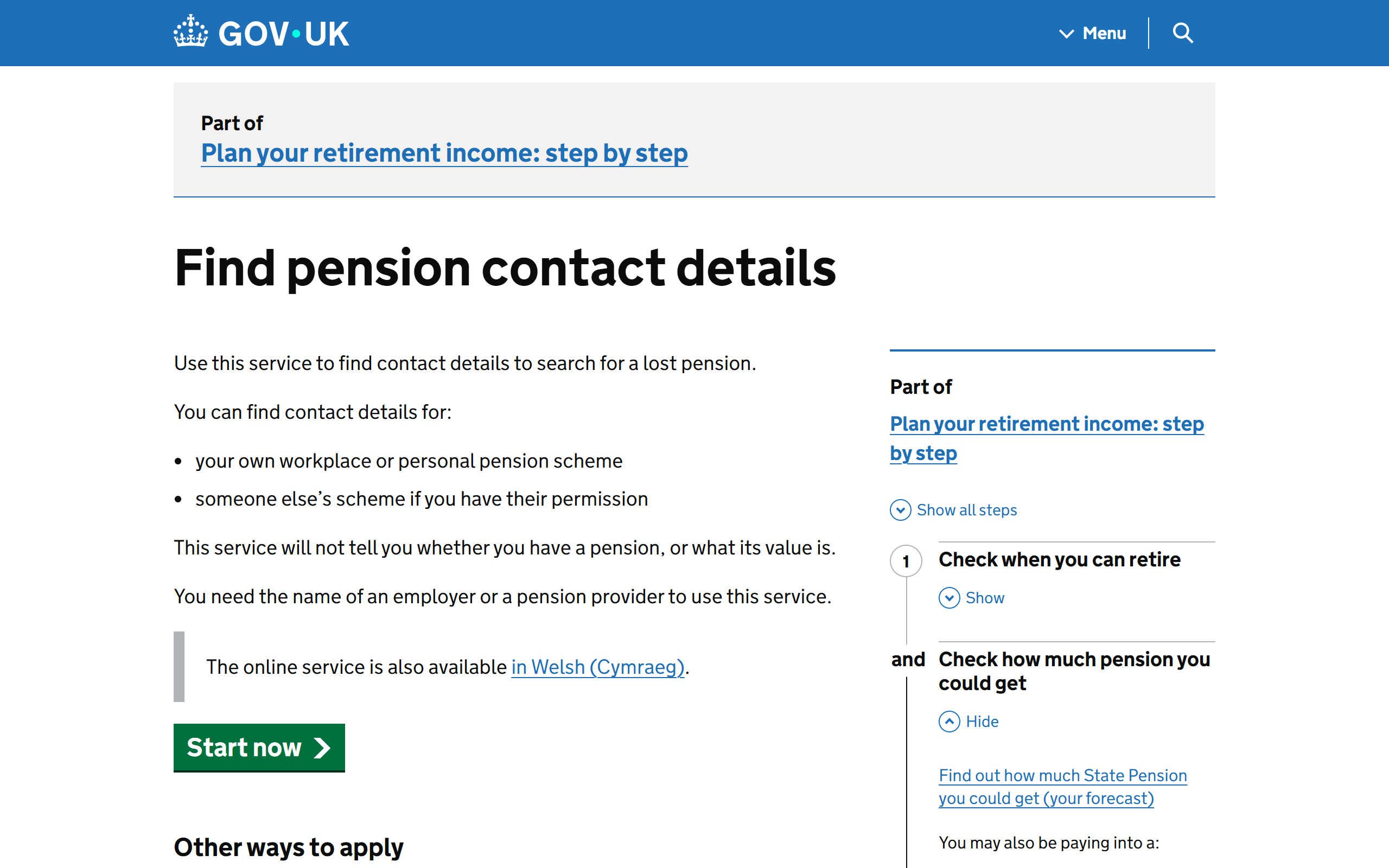 find pension contact details - www.gov.uk