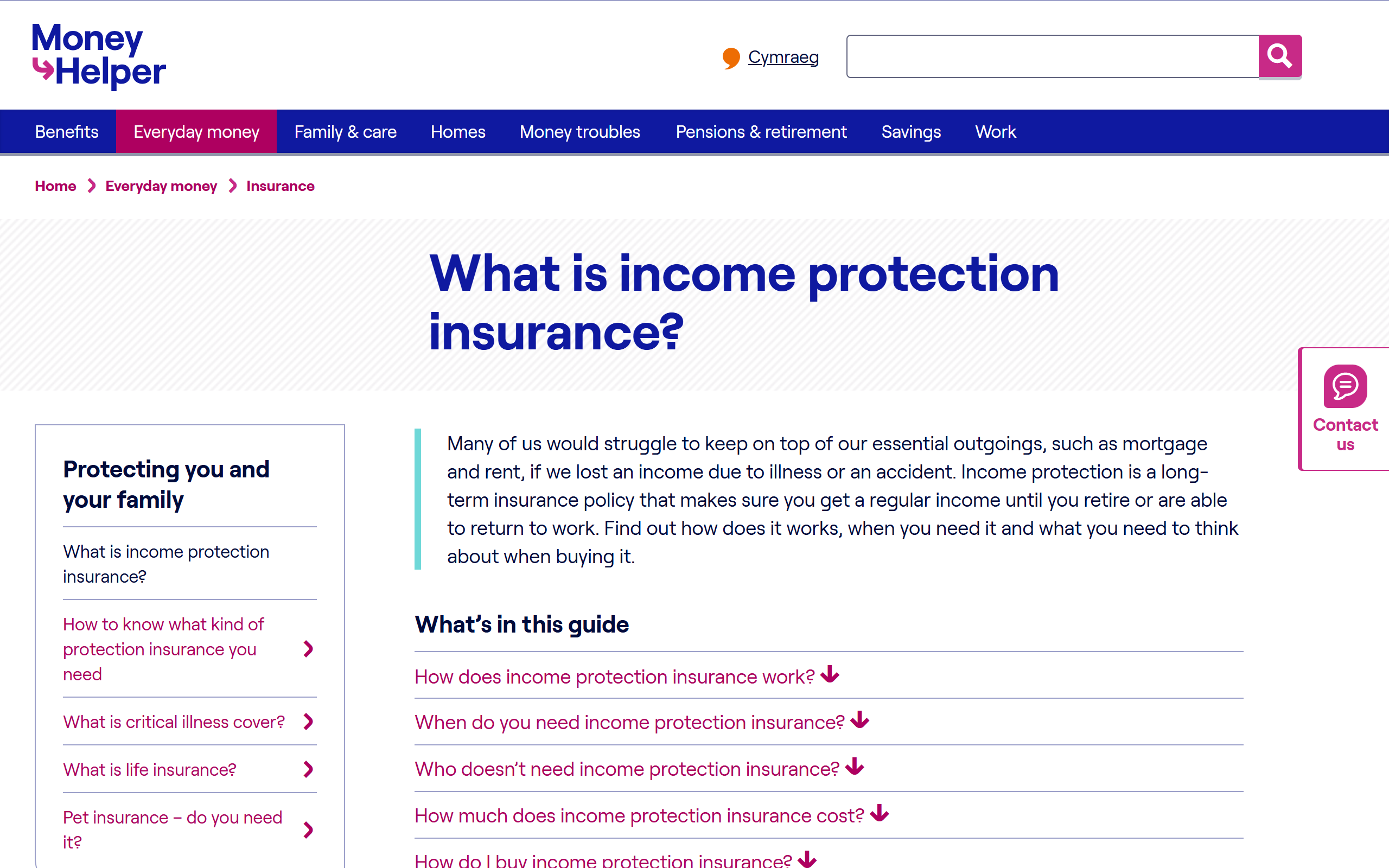 what is income protection insurance - www.moneyhelper.org.uk