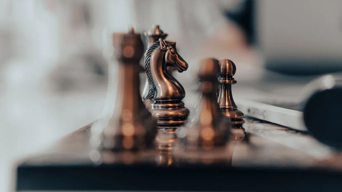 Chess pieces on a board