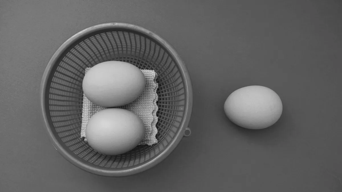 Eggs spread across several baskets