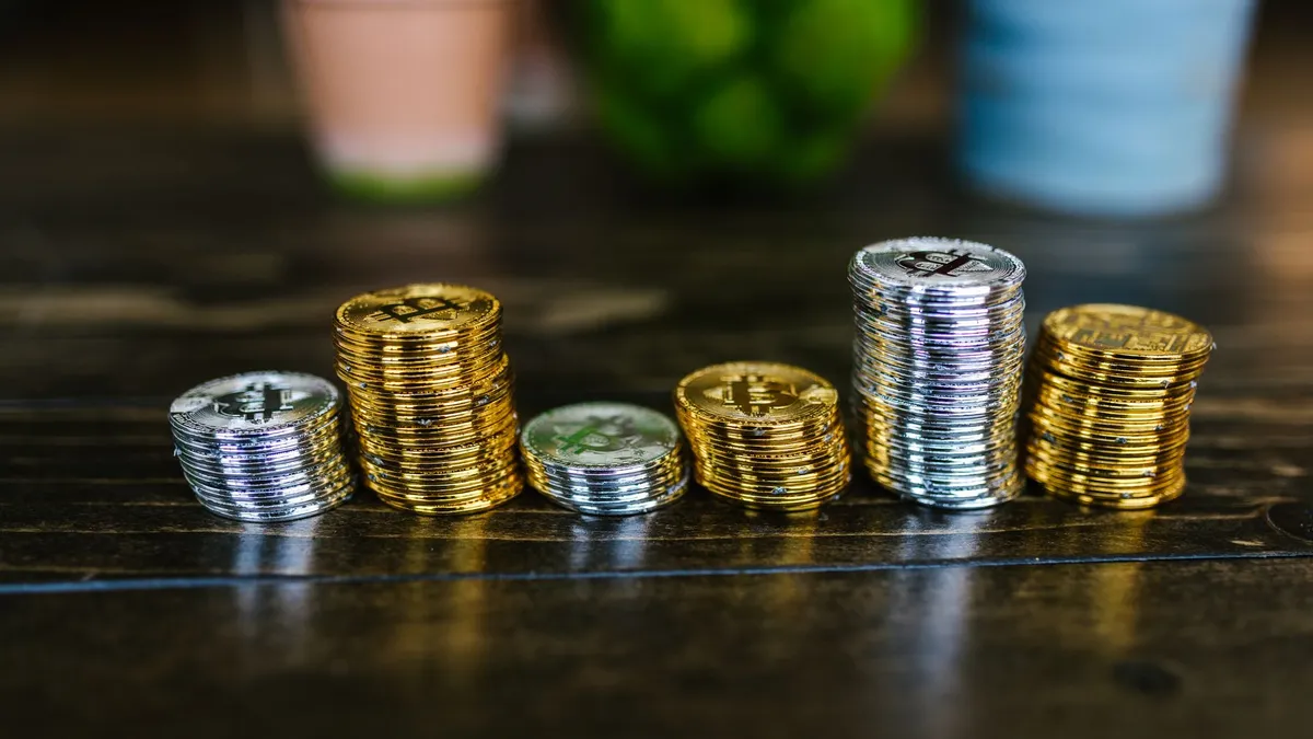Rising stacks of coins