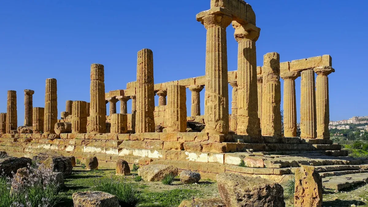 Classical stone temple columns