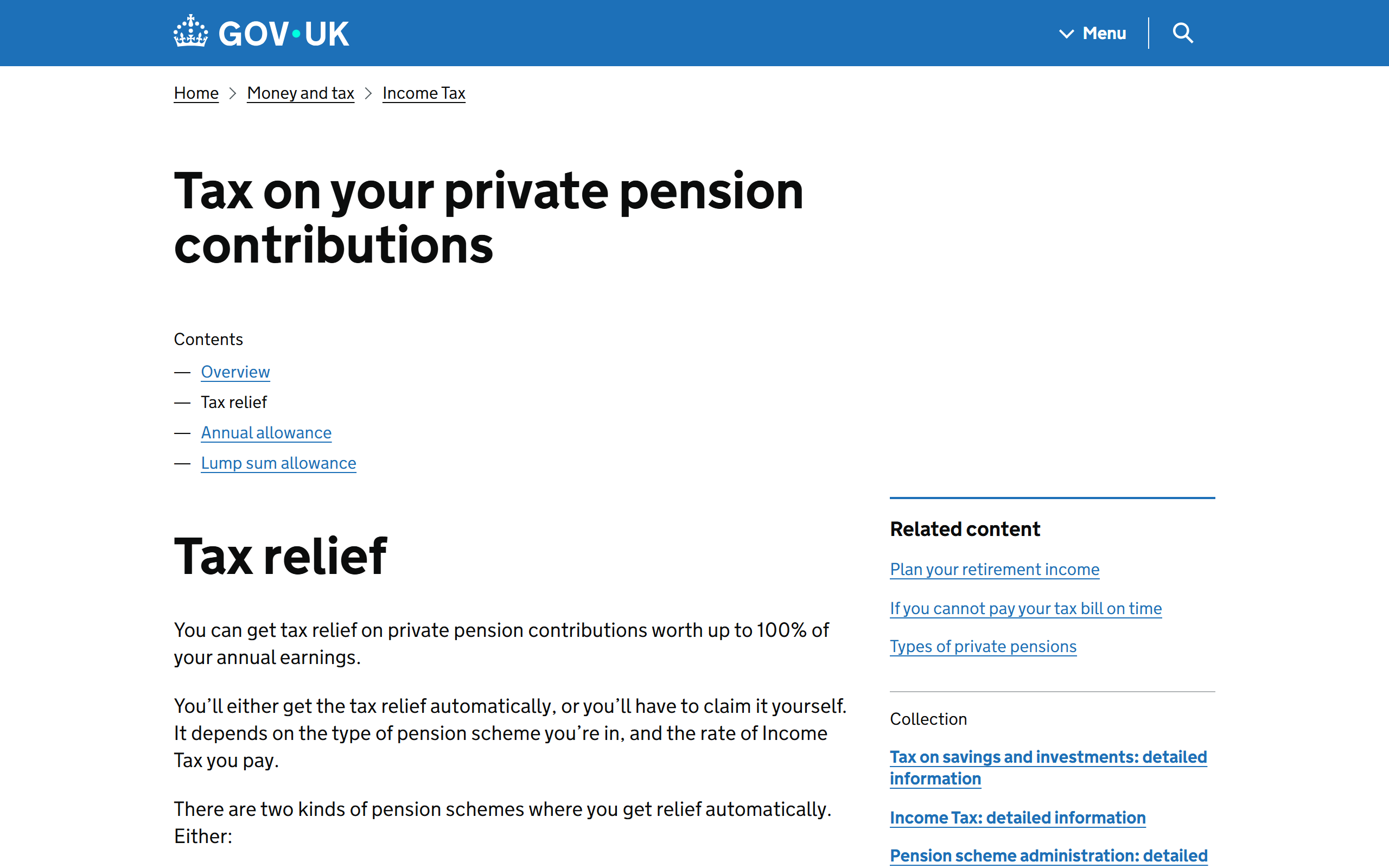 pension tax relief - www.gov.uk