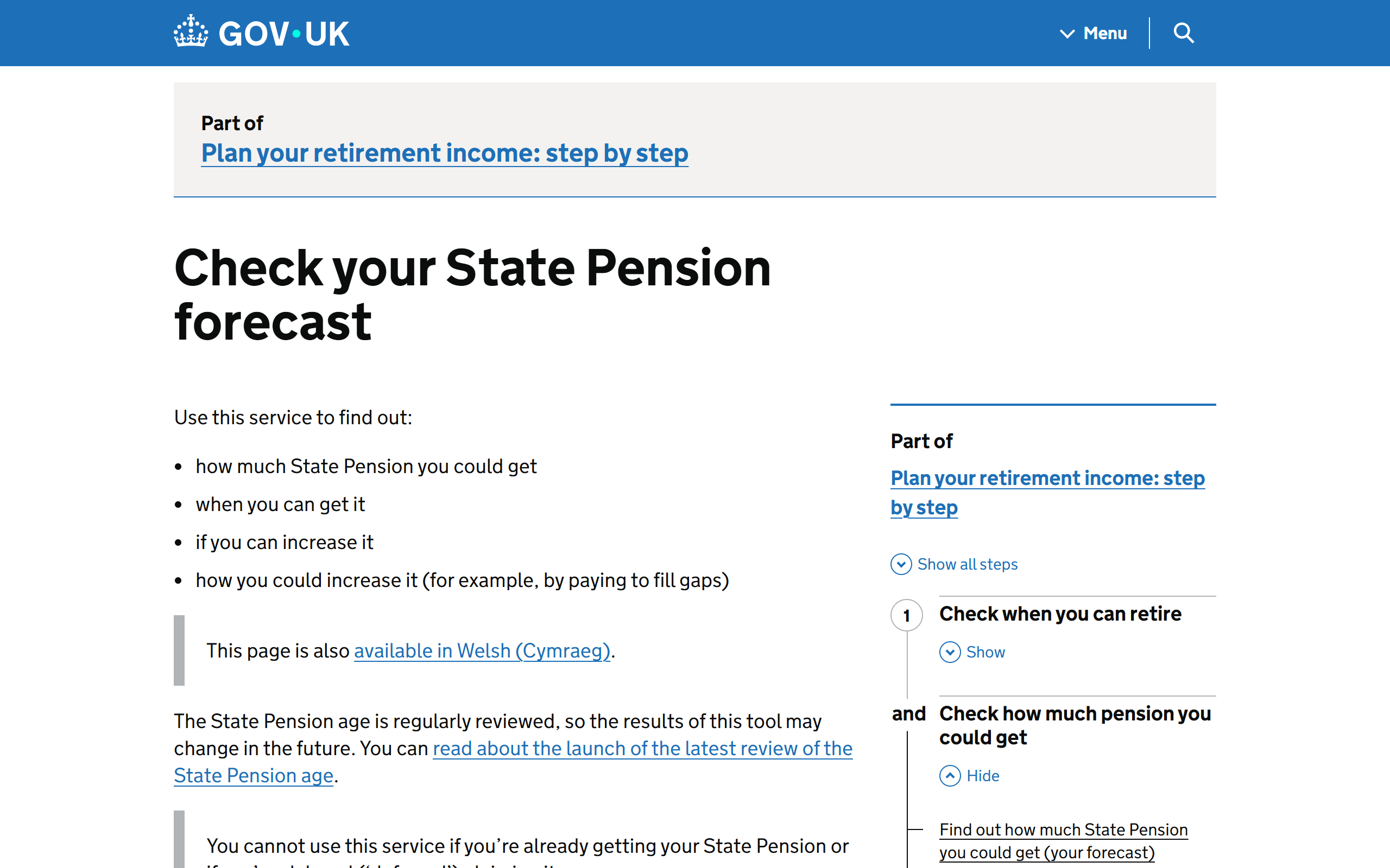 check state pension - www.gov.uk