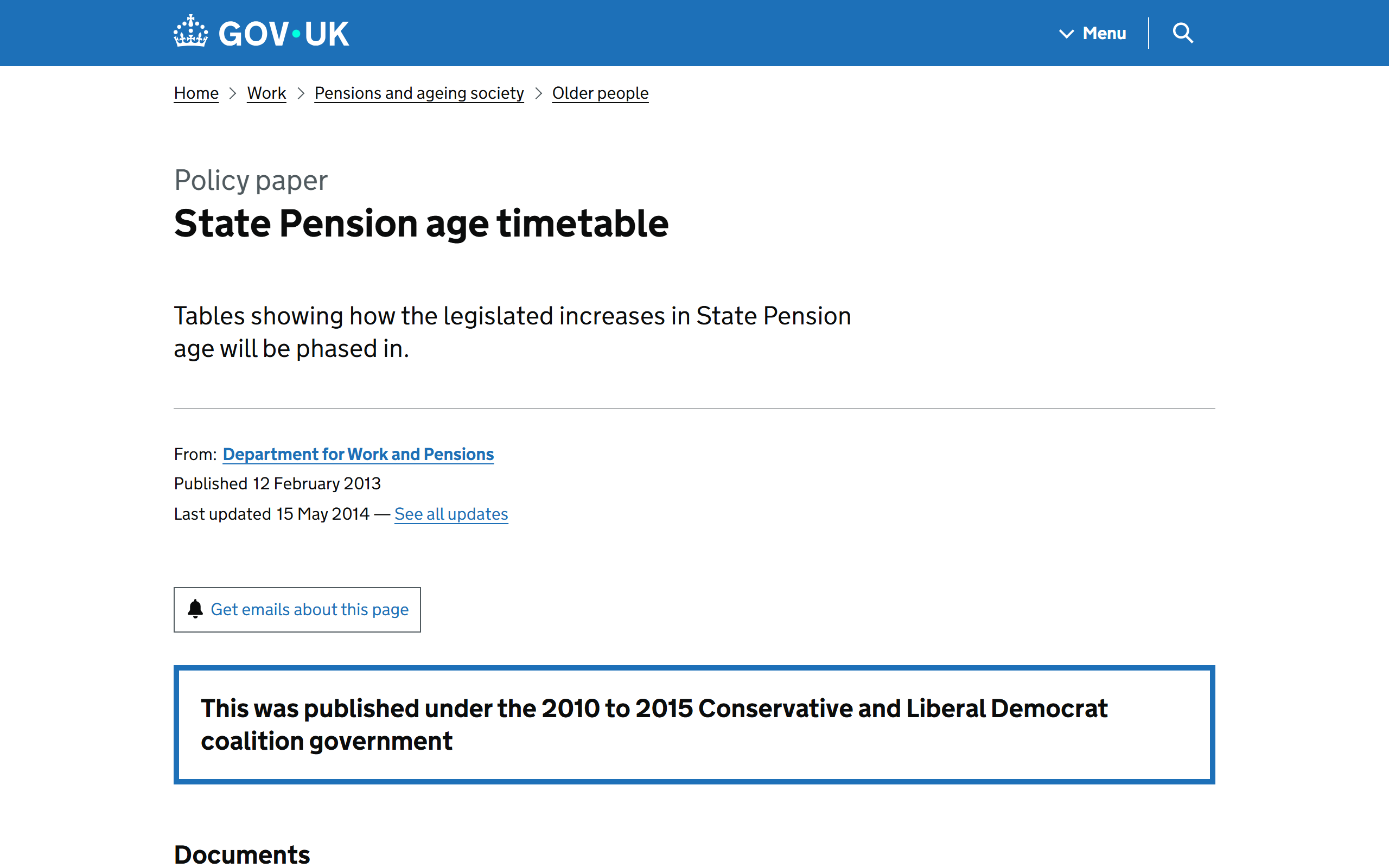 state pension age timetable - www.gov.uk