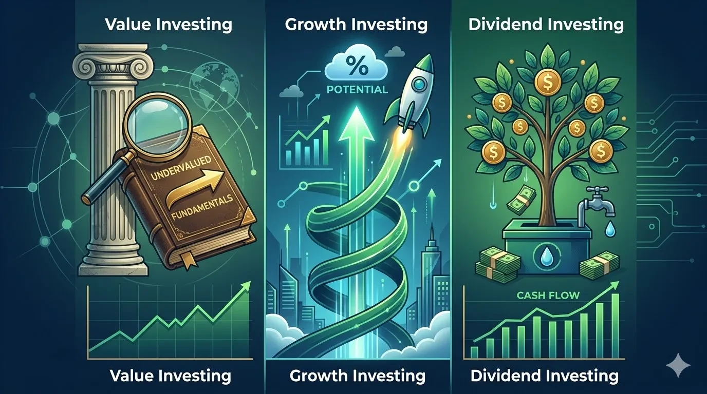 Value vs Growth vs Dividend: Three Investing Approaches