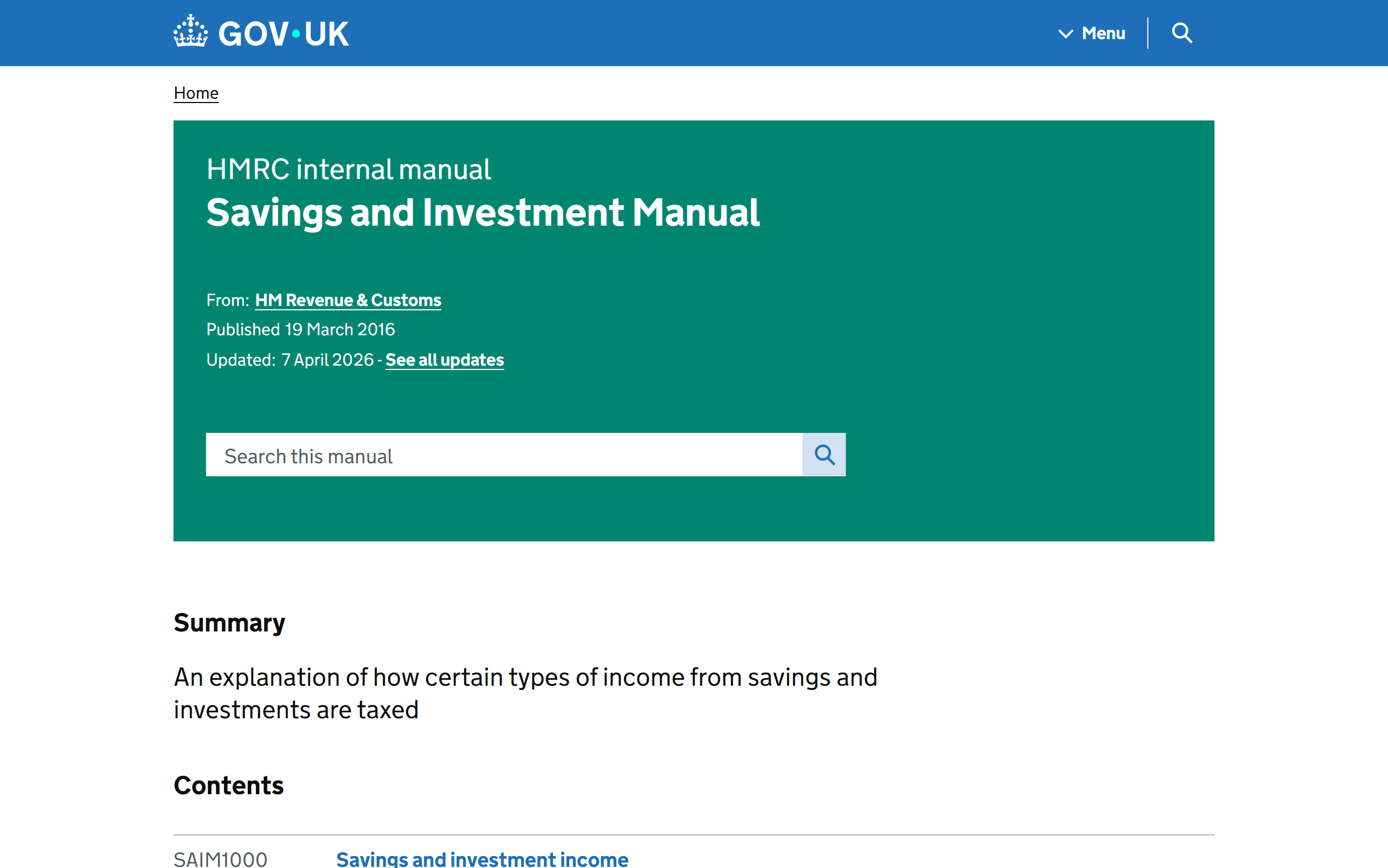savings and investment manual - www.gov.uk