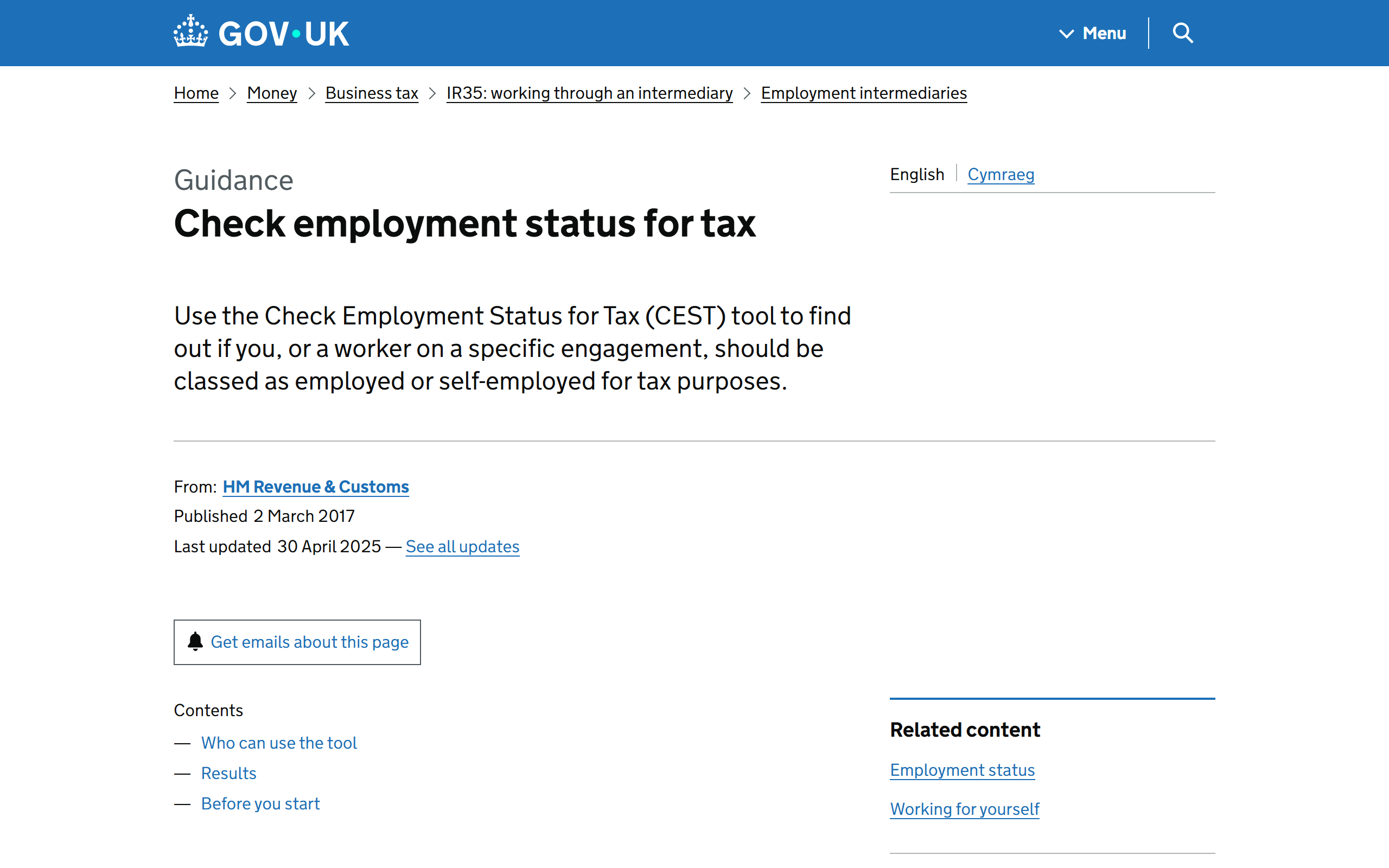 check employment status for tax - www.gov.uk