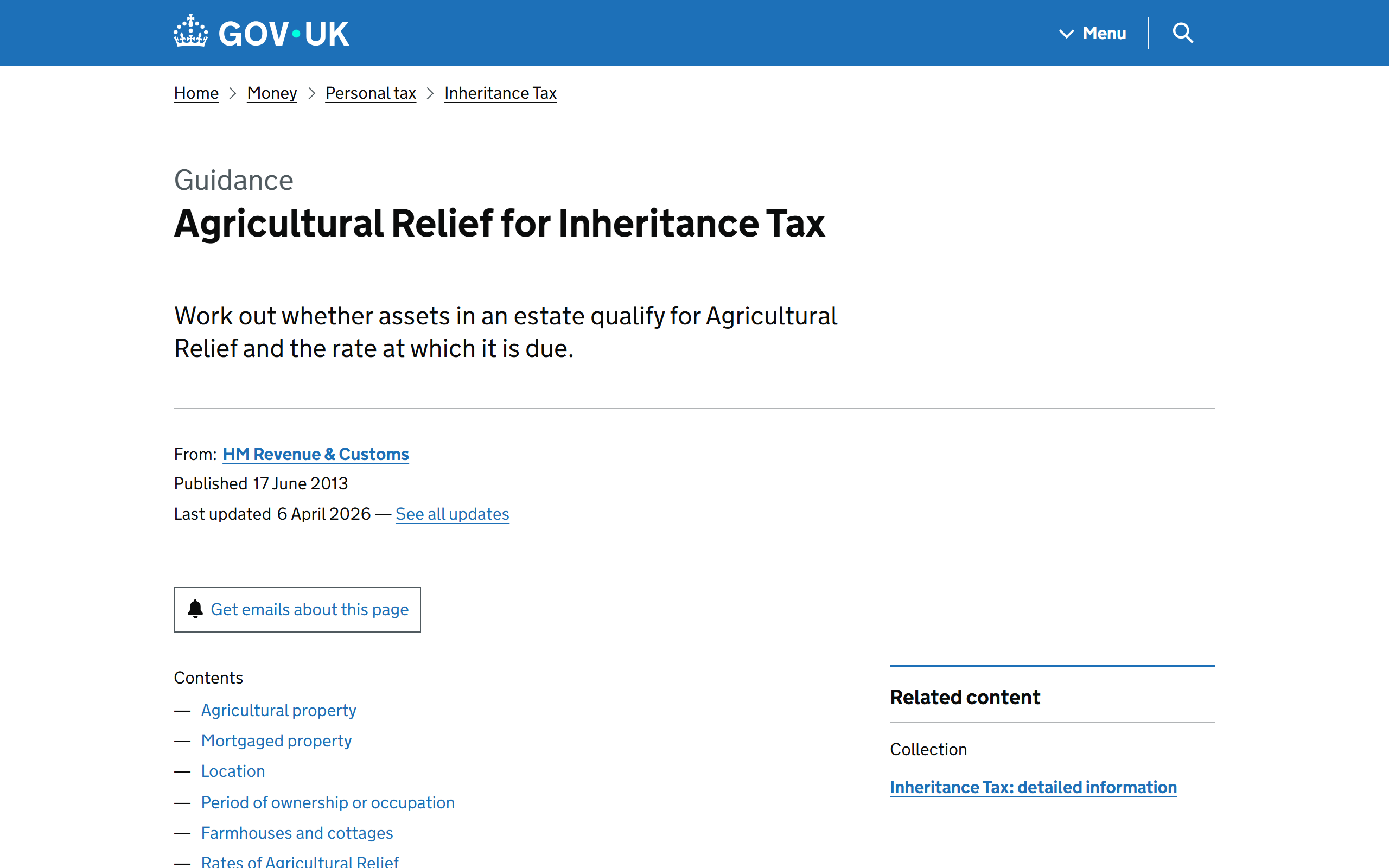 agricultural relief on inheritance tax - www.gov.uk