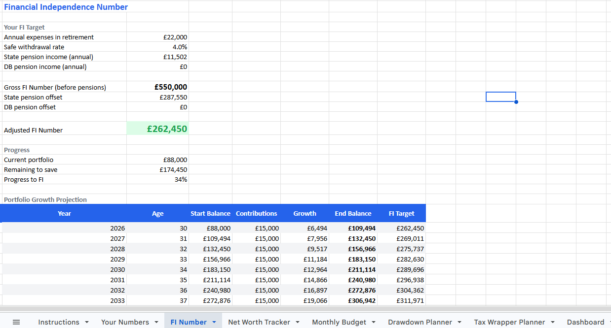 UK FIRE Planning Spreadsheet preview